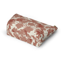 Floral Plaid Accessory Pouch w T-bottom in Red